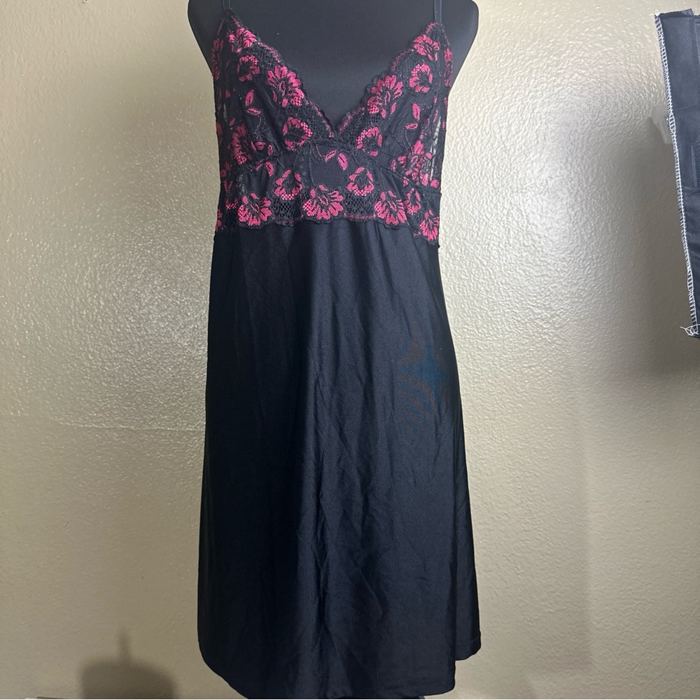 Whimsigoth Lace Chemise Slip Sleep Dress Women's LG Bright Pink Baby‎ Doll S